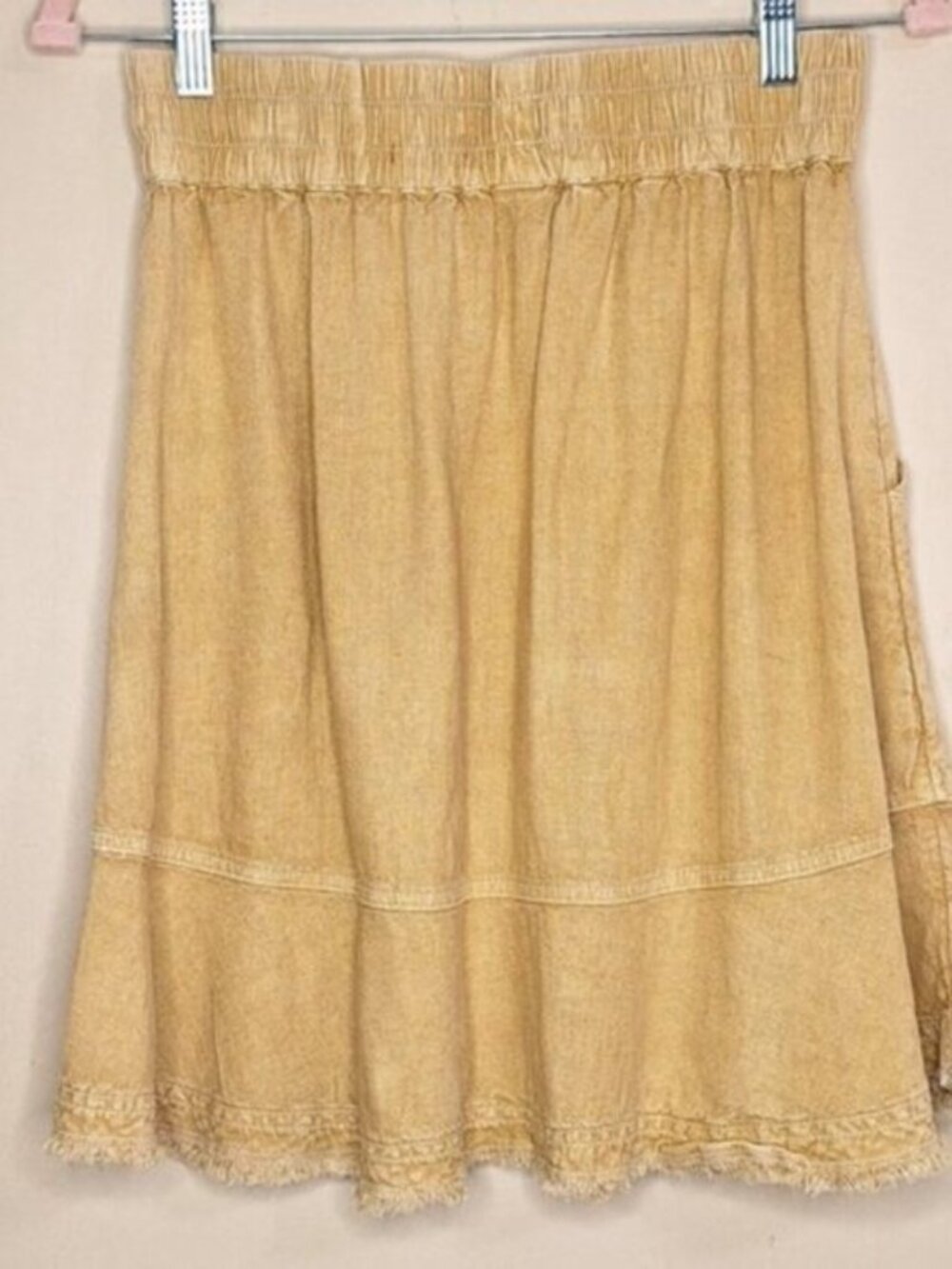 Pilcro Womens Yellow Flounced Linen Blend Mini Skirt Sz Small - Picture 5 of 8
